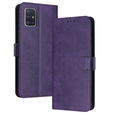 For Samsung Galaxy A91 A81 A72 A71 A51 A50 Simple Solid Color Wallet Phone Case