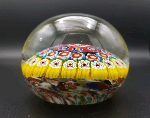 Vintage Murano Art Glass Close Packed Millefiori Paperweight Frit Ground