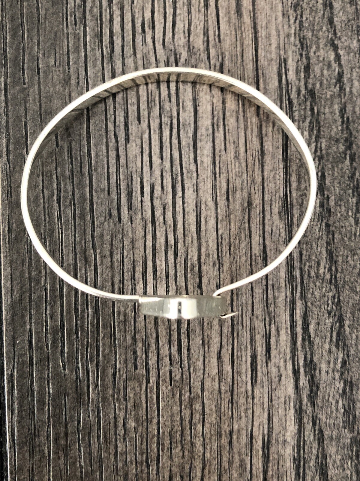 Solid Sterling Silver Diamond Shaped Hook Bangle … - image 3