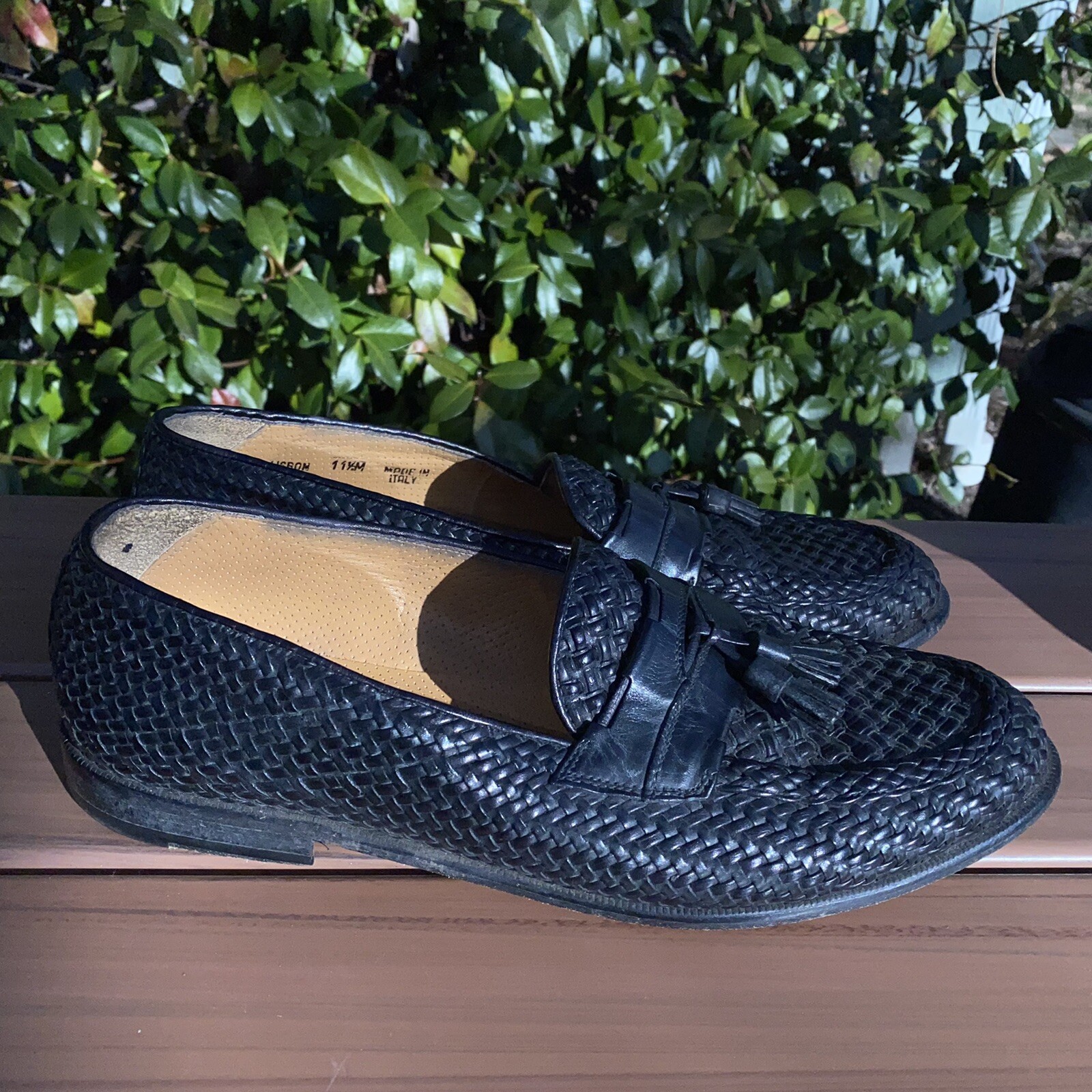 Bally vintage black woven leather 
