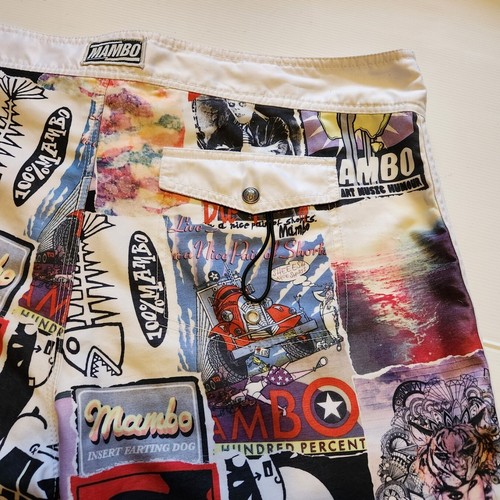MAMBO Boardshorts Mens Size 40 All Over Print Shorts Beach Surf Music - Picture 23 of 24