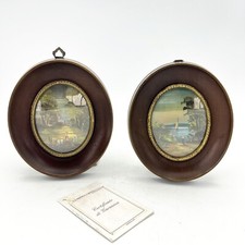 Antico quadretto coppia di quadri vintage miniature dipinto paesaggi firmato