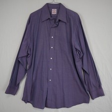 Brooks Brothers Shirt Mens 17-5 Pocket Button Up Purple Striped Long Sleeve