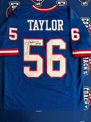 Lawrence Taylor Autographed NY Giants CUSTOM Blue Home Jersey with HOF 99  Inscri