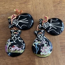 Wooden Hand Painted Castanets Set Flamenco Dances & Bull Fighter - Musical