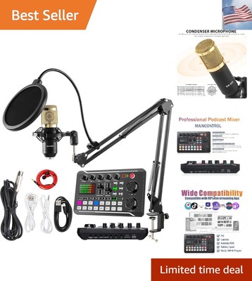 Podcast Microphone Bundle, BM-800 Condenser Mic with Live Sound Card Kit, Pod...