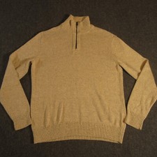 American Eagle Sweater Mens Large Pullover Cream 1/4 Zip Solid Long Sleeve Mock