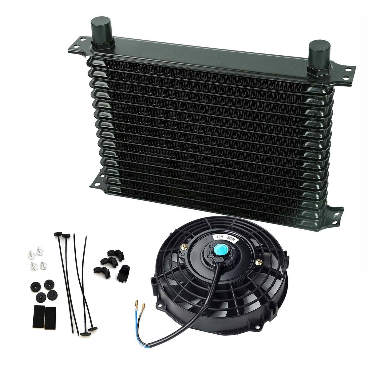 15ROW 10 AN POWDER COATED ALUMINUM ENGINE TRANSMISSION RACING OIL COOLER BLACK E - Foto 10