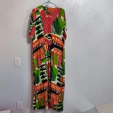 Bel Kazan Anthropologie Kaftan Maxi Dress XS/S Multi Oversized Boho Art To Wear