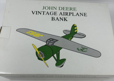 John Deere Airplane Bank Lockheed Vega 5B, Spec Cast 1992 New Boxed Vintage
