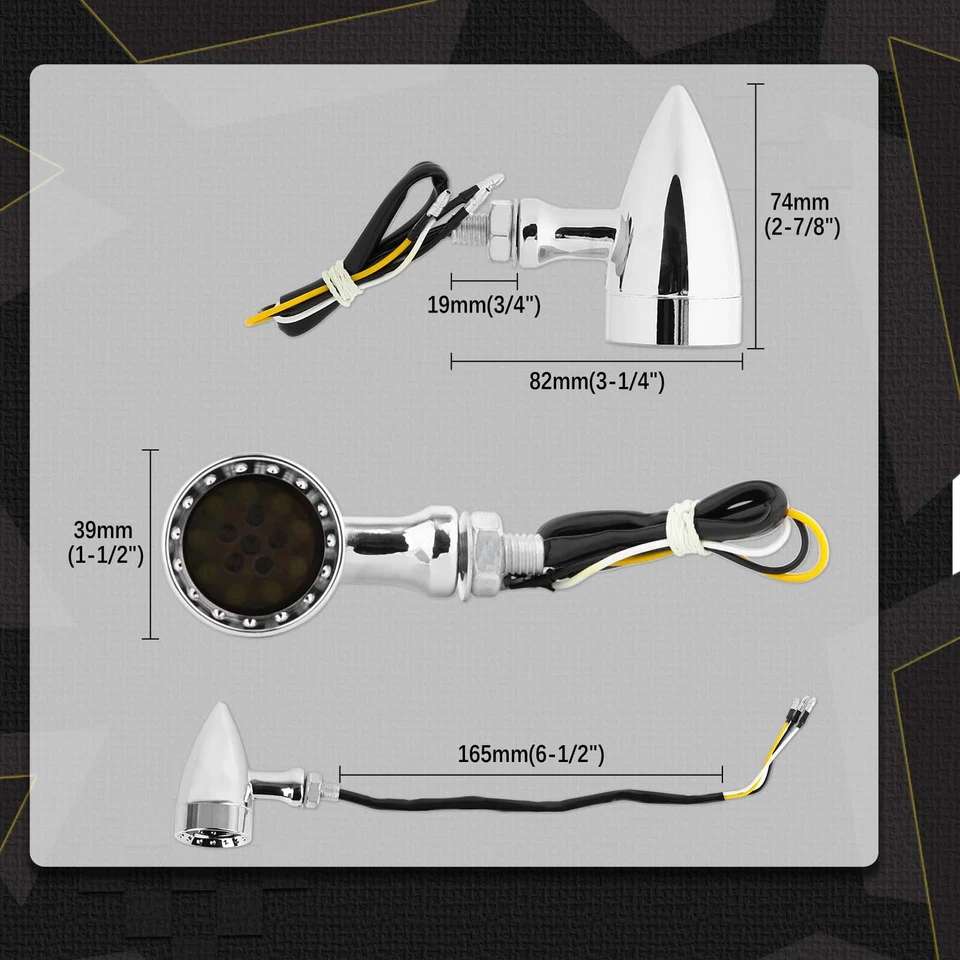 For Yamaha V Star 650 950 1100 Chrome Motorcycle LED Blinker Turn Signals Light - Image 2 of 4