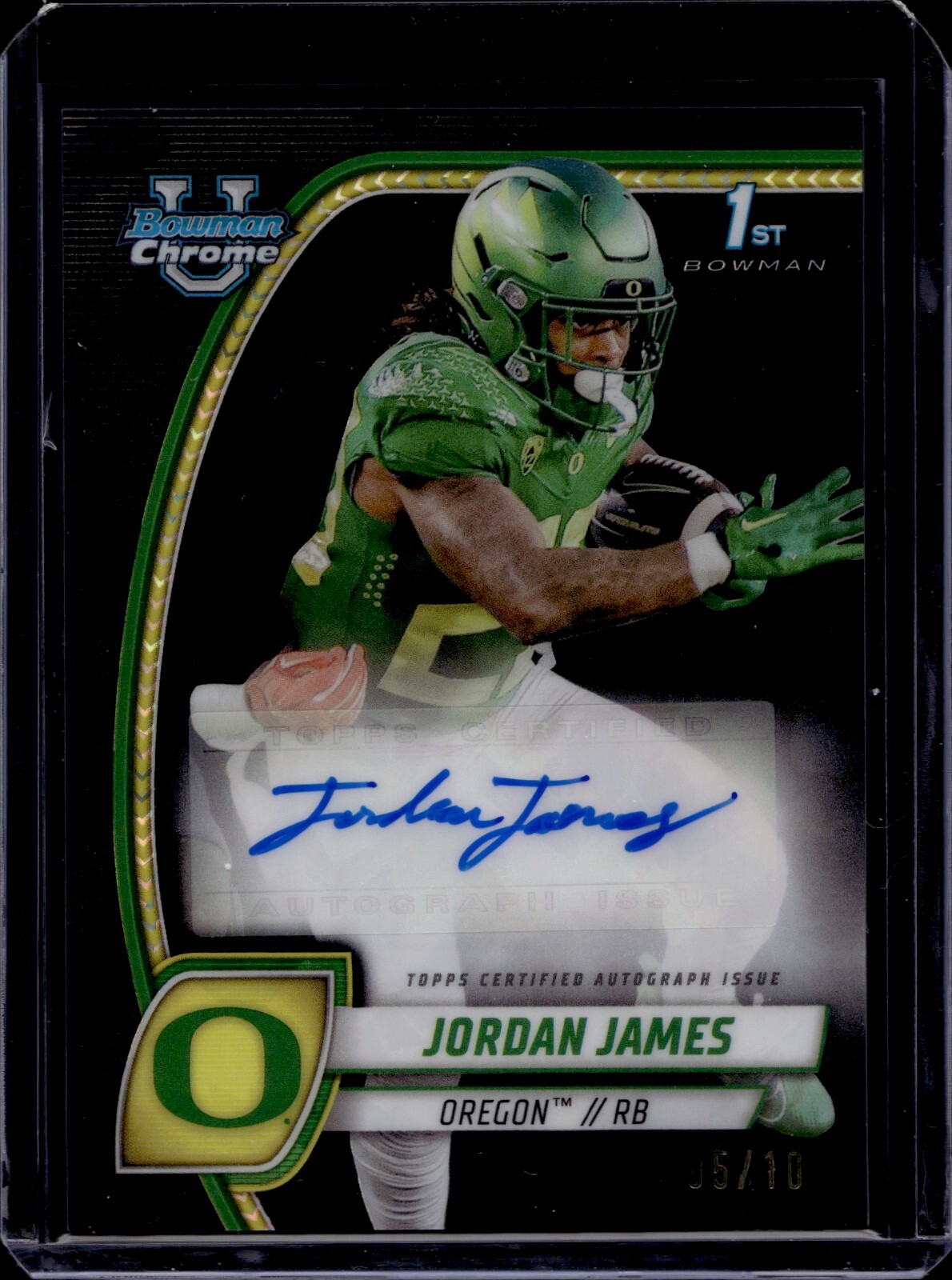 2024 Bowman Chrome University Sapphire Black Autographs Jordan James 5/10