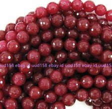 AAA 6/8/10mm Natural Faceted Brazil Red Jade Gemstone Round Loose Beads 15"