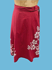 Vintage Red w/ White Floral Design Cotton Hawaiian Wrap Skirt