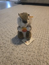 Steiff Raggy Squirrel Chipmunk 045158 Stuffed Plush Animal 6" T Vintage Ear Tag