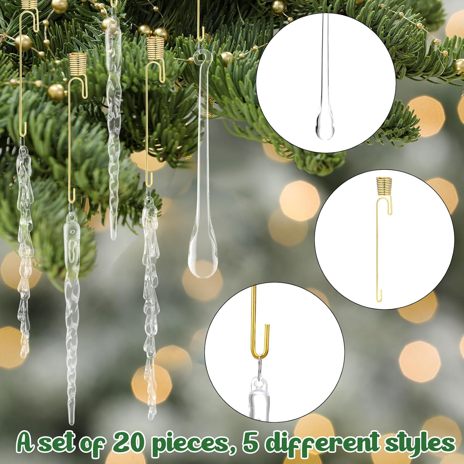 20 Sets Christmas Tree Candle Holders, Metal Christmas Candle Holders with Ac...
