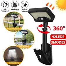 92 LED Clip On Solar Motion Sensor Lights Outdoor Waterproof, Solar Fence Lights