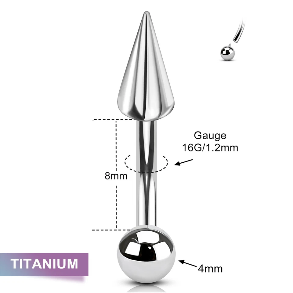 Piercing curvo hélice labial cartilagem 16G titânio G23 - Imagem 3 de 4