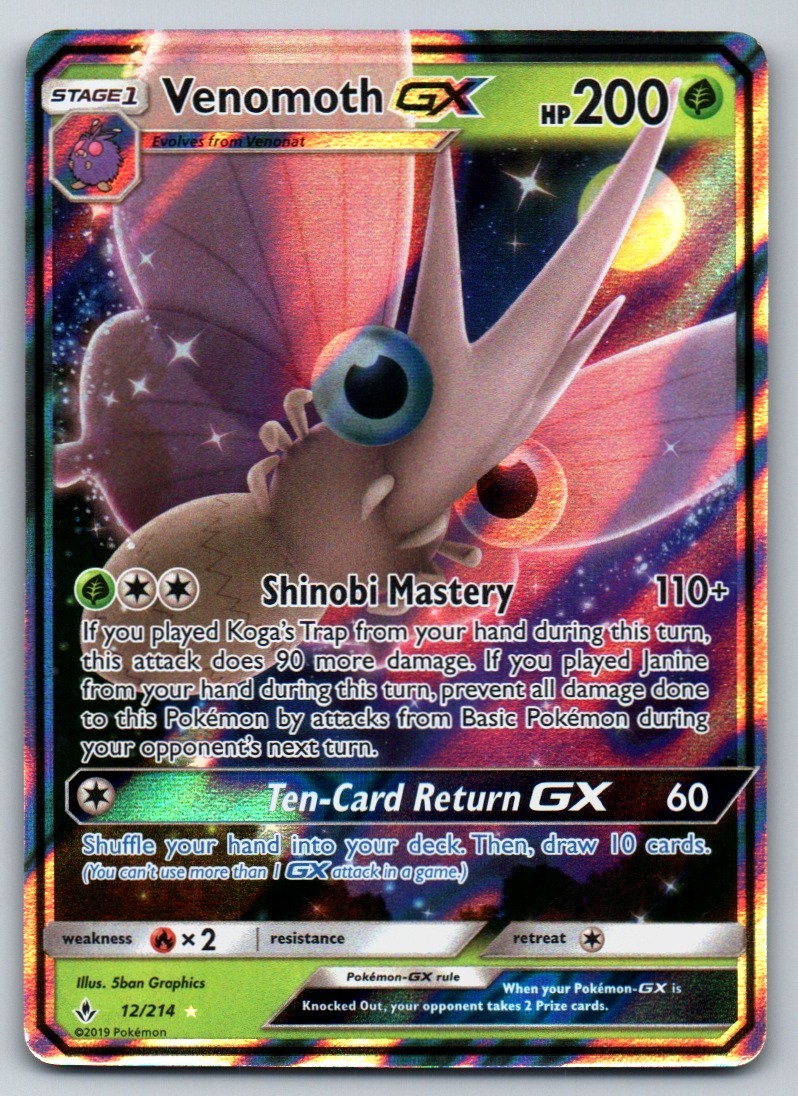 Venomoth GX 12/214 Pokemon NM Unbroken Bonds