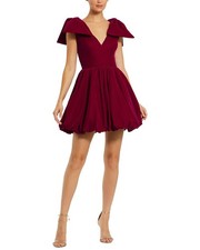 Mac Duggal Shoulder Bow Bubble Mini Dress Women's