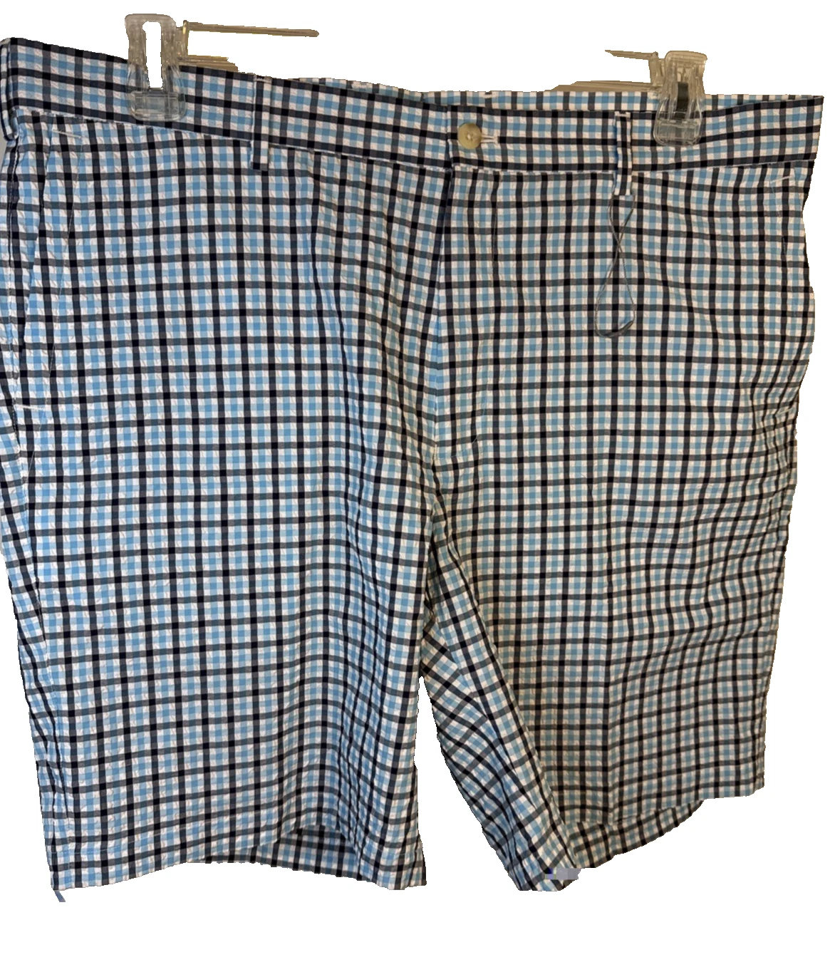 Peter Millar Featherweight Seersucker Short Mens Size 38 NWOT Blue Plaid $98