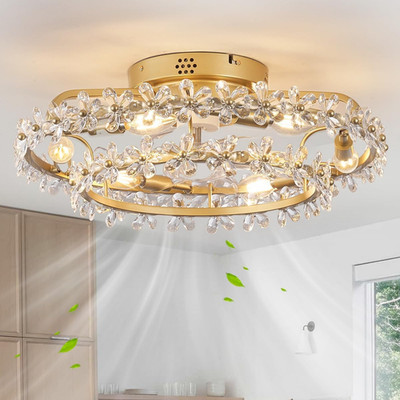 Bladeless 20'' Chandelier Ceiling Fan with Light & Remote for Modern Spaces