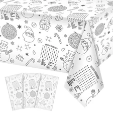 3 Pack Christmas Tablecloth Christmas Activity Paper Tablecloth Santa Claus S...