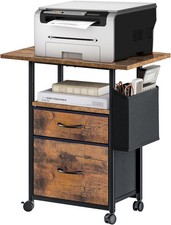 Printer Stand with 2 Fabric Drawers Mobile File Cabinet,End Table On Wheel Slim
