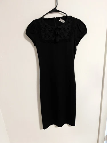 Abito midi classico rosso Valentino donna taglia S nero pizzo davanti nuovo