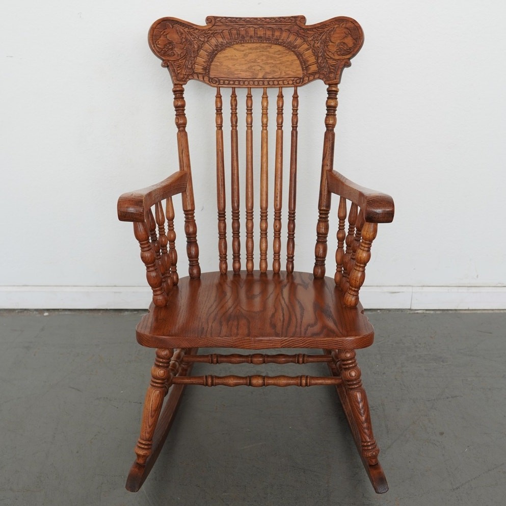 Vintage Carved Oak Rocking Chair - Original Price $1,000 | eBay