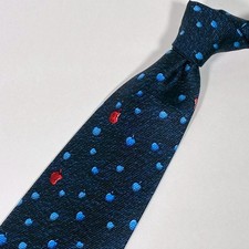 Bvlgari Sette Pieghe Blue Apple Polka Dot Silk Tie Italy Mens 3.94" from Japan