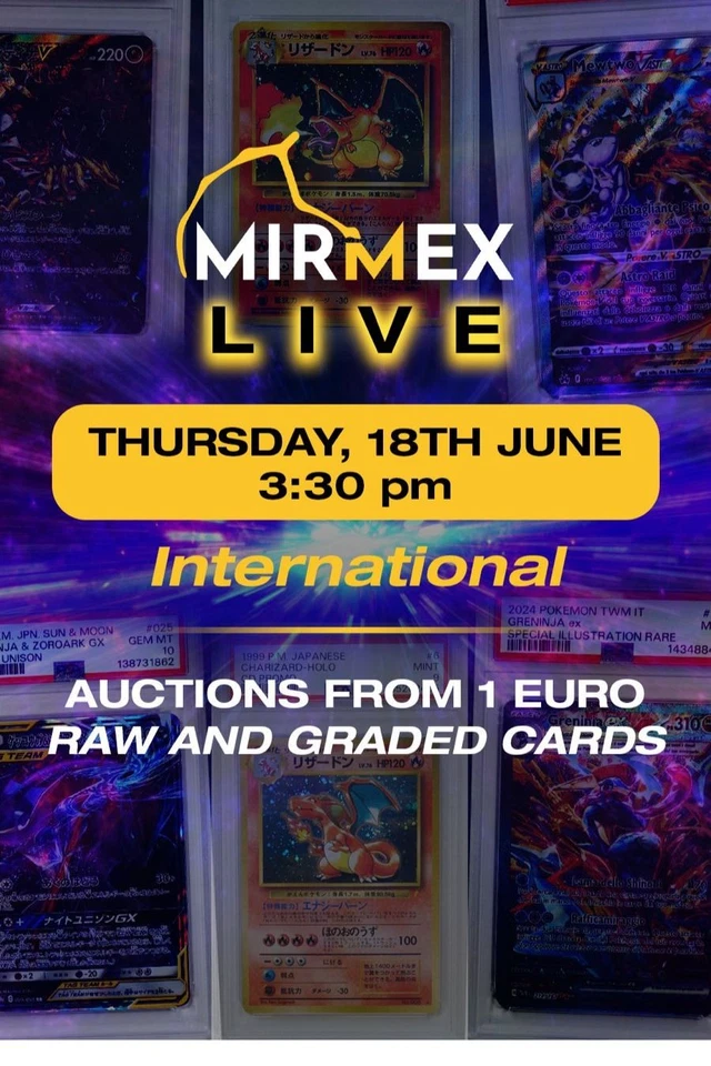 MIRMEX LIVE! Auctions from 1€! Raw and graded cards! INTERNATIONAL STREAM!