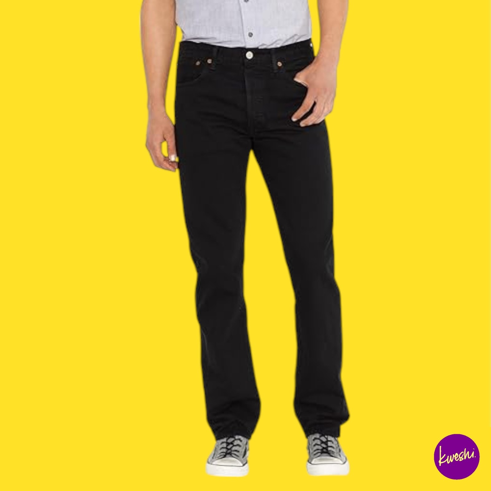 LEVI'S Men's 501 Original Fit Jeans Cotton Stonewashed Black 36W x 30L