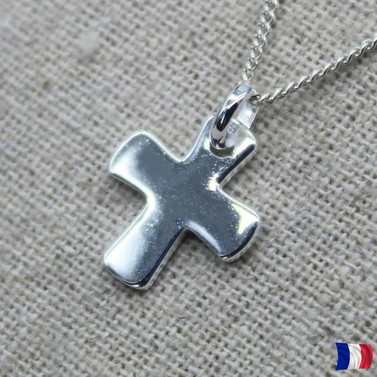 Pendentif croix en argent sterling 925 avec grenat à facettes et onyx