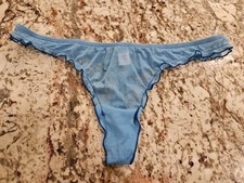 True Vintage Victoria's Secret Mesh Ruffle Bow Thong Panty Medium Large