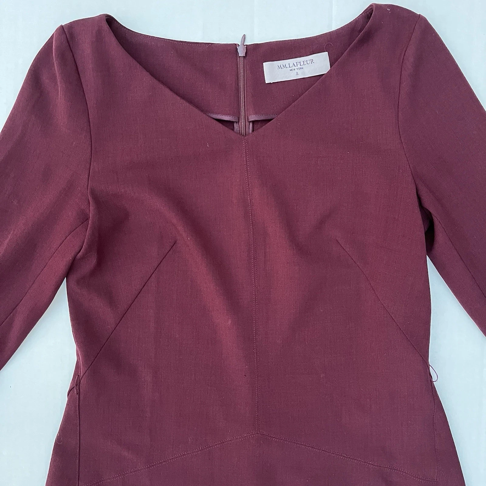 VETEMENTS M.M. Abito Lafleur The Alexandra A Line scollo a V elasticizzato abbigliamento da carriera taglia 2 Claret
