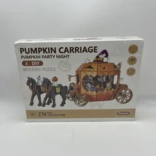 Pumpkin Carriage DIY Wooden Puzzle Music Box Model Building Kit NEW-lights up!