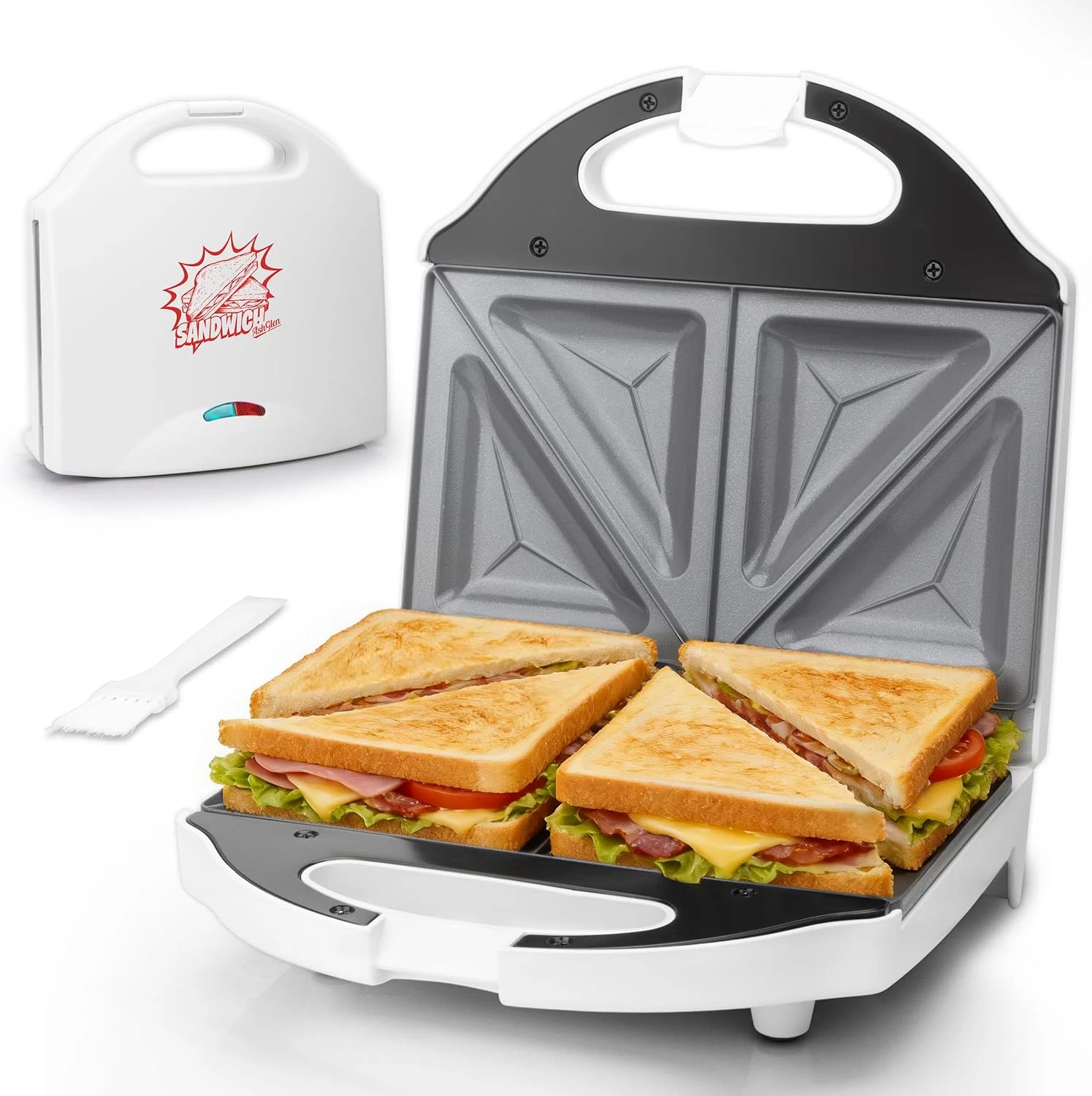 Ceramic Breakfast Sandwich Maker Press 2 Slices, Mini Sandwich Press, Grilled Ch
Opens in a new wind