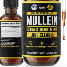 HERBIFY Mullein Drops - Lung Cleanse - Leaf Extract - Powerful Mullein for
