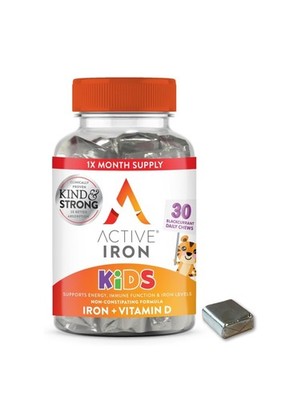 Active Iron Supplement 7mg + Vitamin D for Kids   Increases Iron & Energy Levels