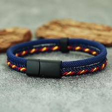 Bracciale uomo corda fatto a mano tessuto chiusura magnetica regalo