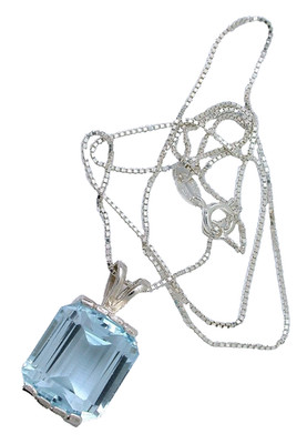16,80 Karat Smaragd Himmelblau Topas Edelstein Sterling 20 Zoll Box Kette Halskette