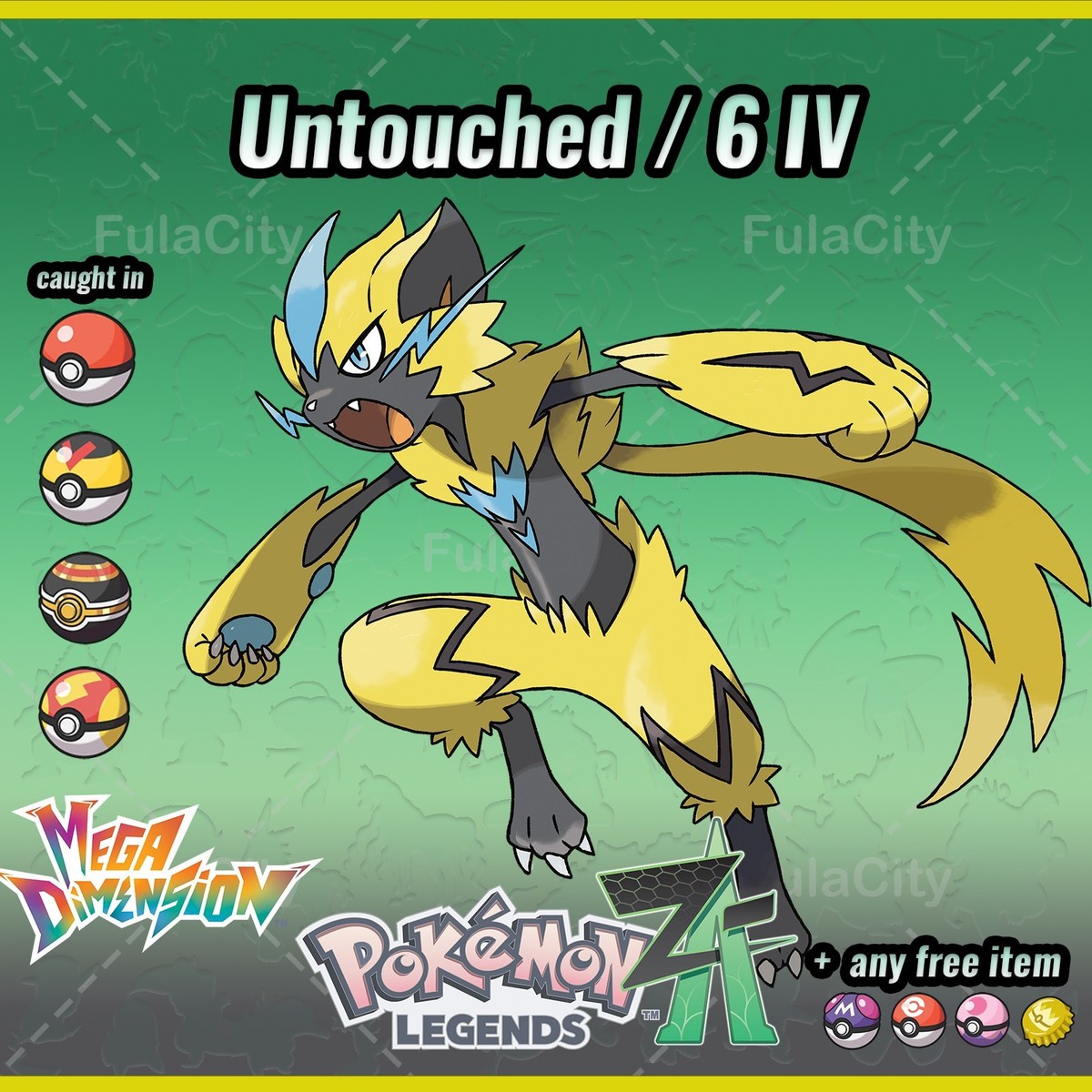 Zeraora Pokemon Legends ZA ⚫ Untouched / 6 IV 🟢 @ Holding Any