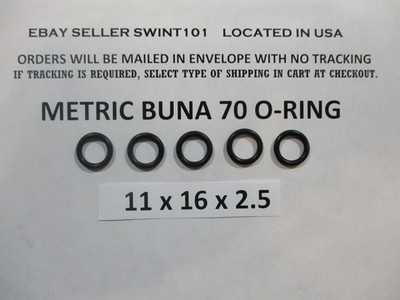 11mm ID x 16mm OD x 2.5mm thick O-ring.  Buna-70.   Quan 5.