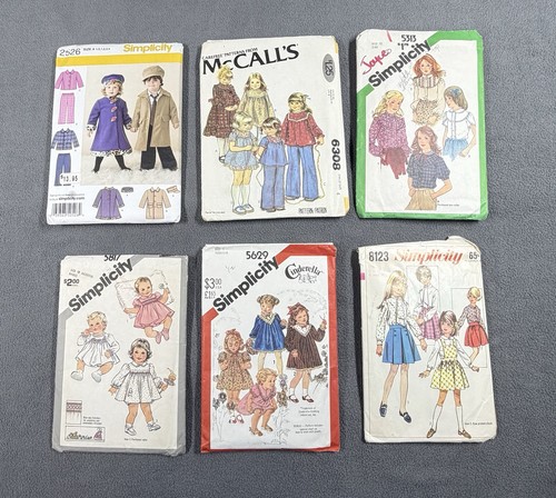 Lot of 6 Vintage Simplicity McCall’s Children Girls Sewing Patterns Mixed Sizes