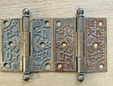 Pair of Antique  Eastlake Victorian Ball Tip Door Hinges 3.5" x 3.5"-Bronze?