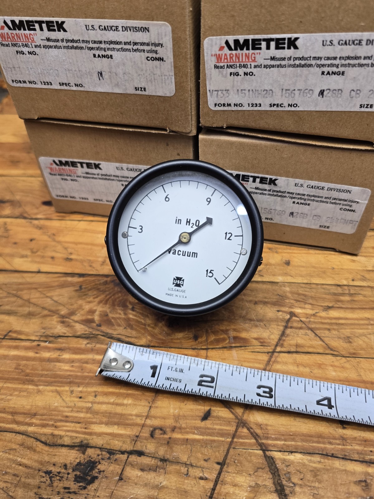 Lot Of 4 US GAUGE USA water Vacuum Pressure Gauge 0-15psi In H2O NEW