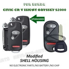 2x for Honda Civic CR-V Isight Odyssey S2000 Modified Flip Remote Key Shell Case