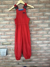 LL Bean Kids Size XS/6 Red Snow Bibs Pockets Insulated Zip/Hook  Loop Sides