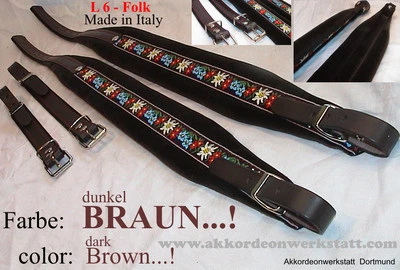MADE IN ITALIA Correas de acordeón 6 cm, correas, correas para acordeón, correas de acordeón, folk MARRÓN
